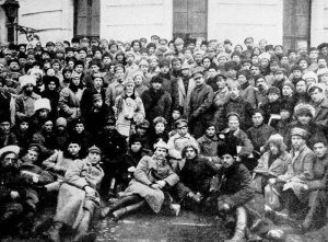 Lenin, Trotsky and Voroshilov (behind Lenin) with Delegates of the 10th Congress of the Russian Communist Party