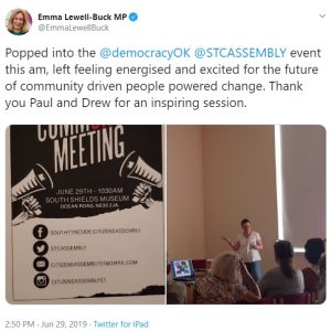 Local MP Emma Lewell-Buck tweets support for #STCASSEMBLY